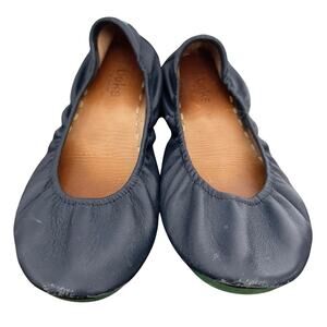 Tieks, Size 10, Navy Blue Leather Ballet Flats, Foldable, Travel Shoes, GUC